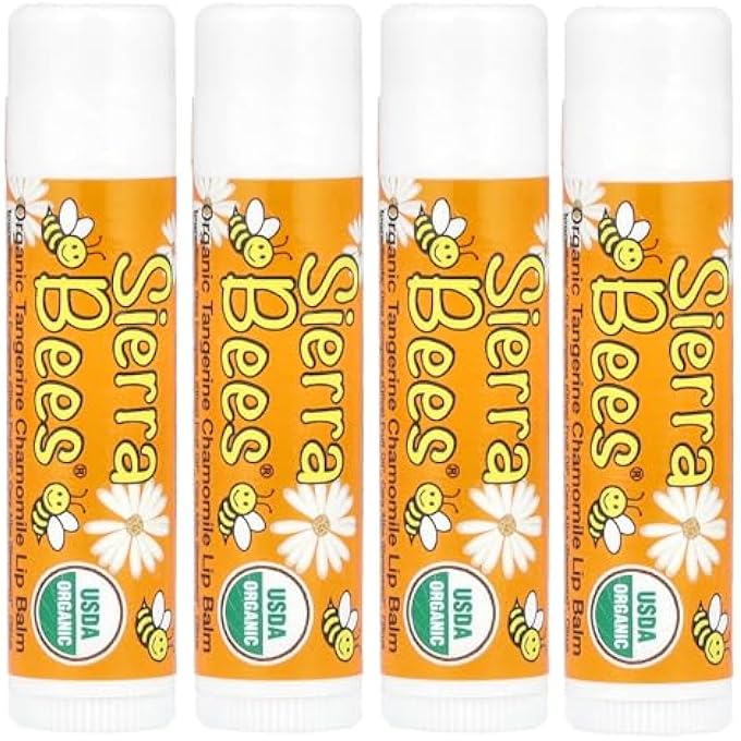 Sierra Bees ORGANIC LIP BALMS, TANGERINE CHAMOMILE, 4 PACK, 0.15 OZ (4.25 G) EACH - Image 1